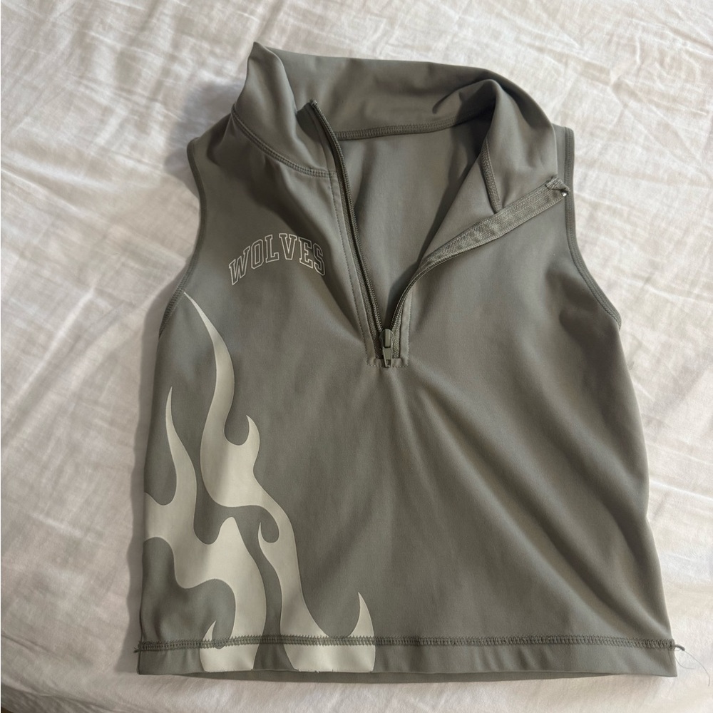 Darc Sport Olive Crop Top with Flame Print